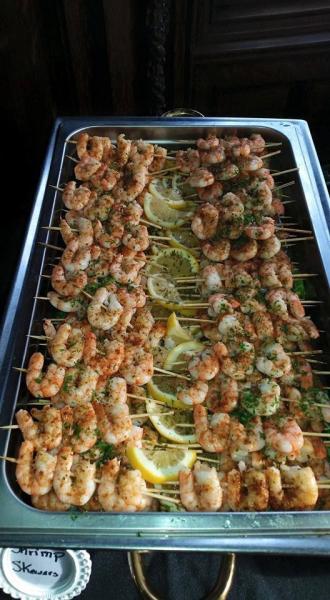 Terri's Catering offers shrimp skewers as a main meal or an appetizer for your wedding meal? Customers have raved over the shrimp skewers, let us include shrimp in your catering quote. 